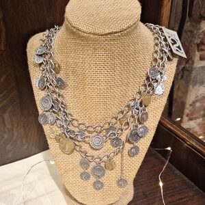 Silver and Gold Coin Necklace